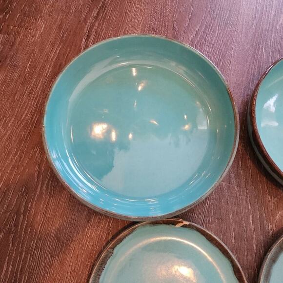 Jaska of California Cascade Ware Blue with Brown Drip Vintage 2 bowls 2 plates - Picture 8 of 13